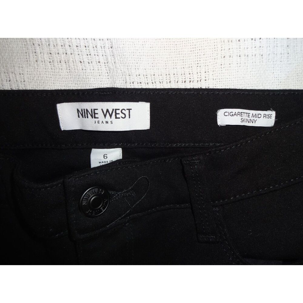 Nine West Black Cigarette Mid Rise Skinny Pants Size 6 | Soft Stretch - Picture 5 of 8